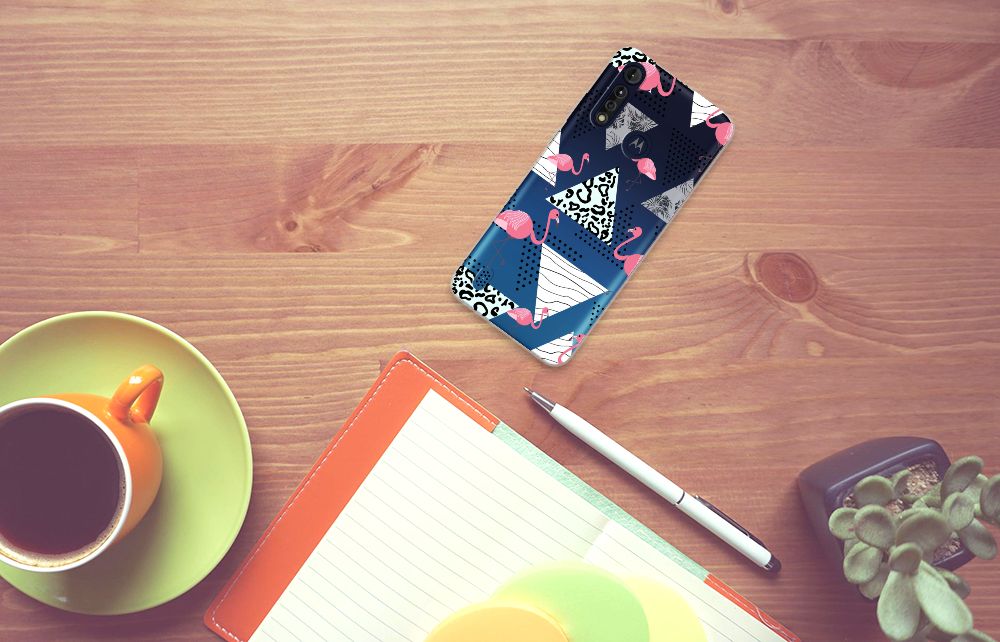 Motorola Moto G8 Power Lite TPU Hoesje Flamingo Triangle B2C Telecom