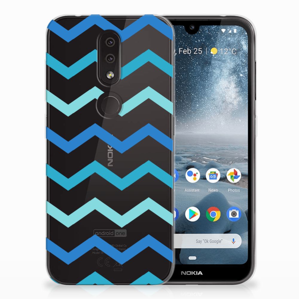 Nokia 4.2 TPU bumper Zigzag Blauw