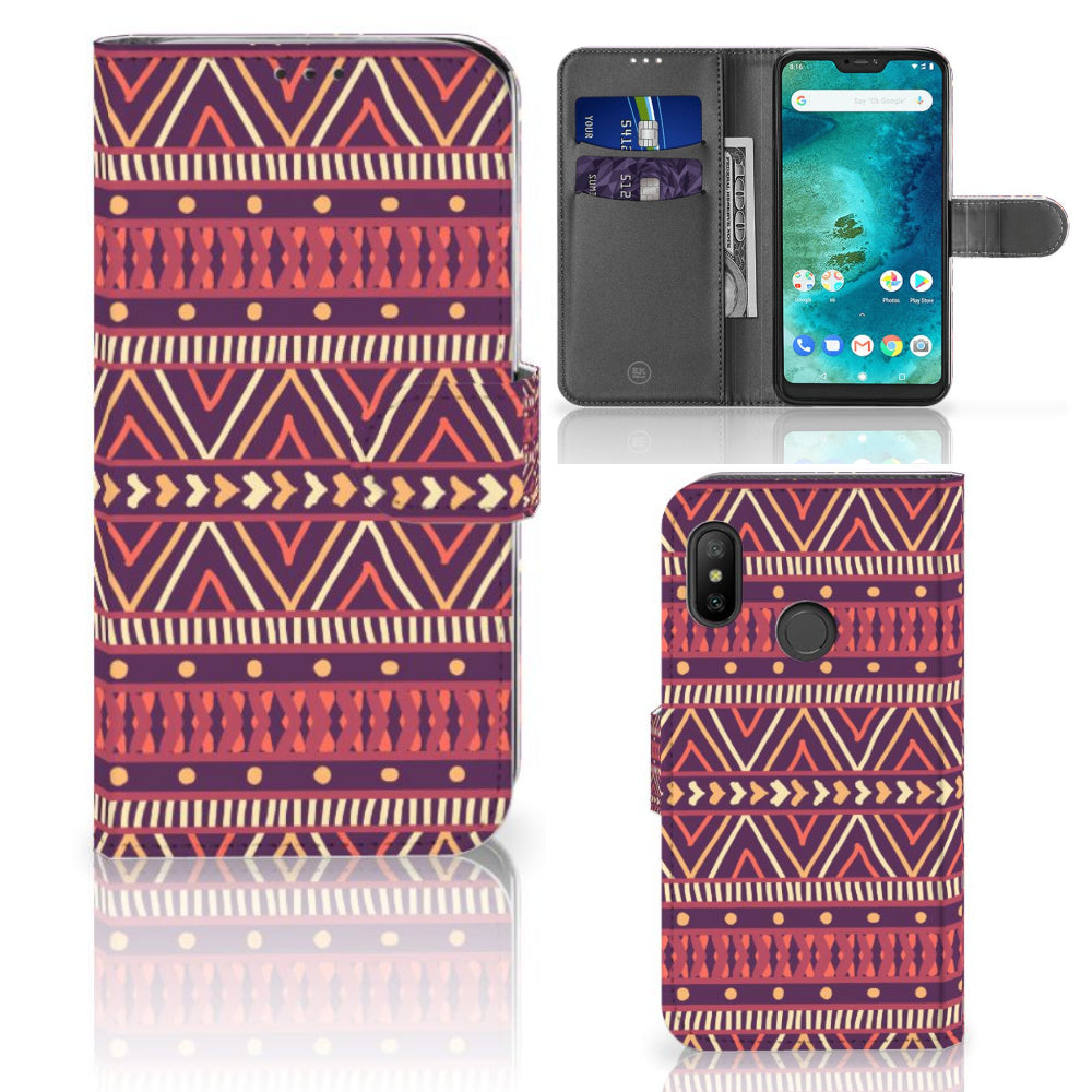 Xiaomi Mi A2 Lite Telefoon Hoesje Aztec Paars