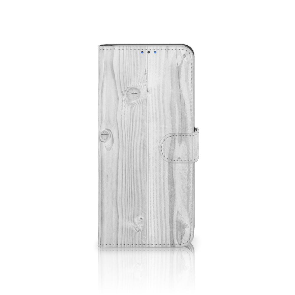 Motorola G8 Power Lite Book Style Case White Wood