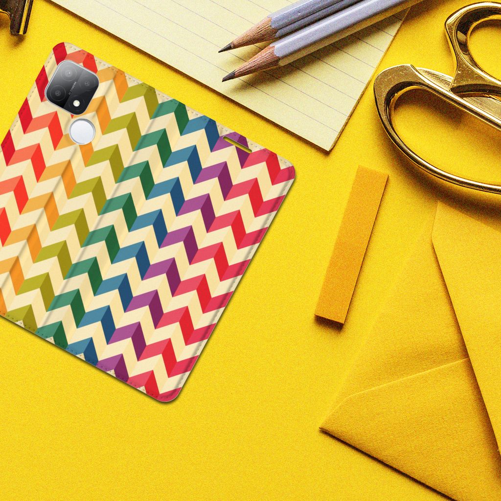 OPPO A15 Hoesje met Magneet Zigzag Multi Color - B2C Telecom