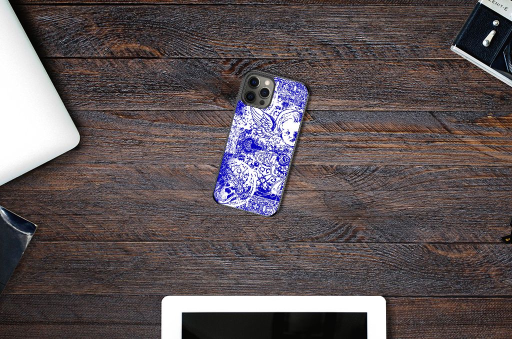 Mobiel Case iPhone 12 Pro Max Angel Skull Blauw