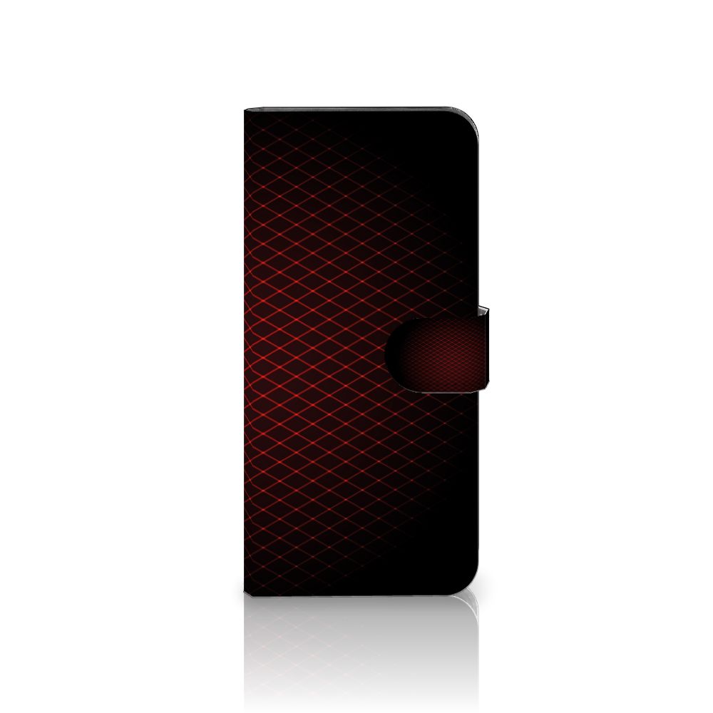 Motorola Edge 20 Lite Telefoon Hoesje Geruit Rood met geometrisch patroon en sluitlipje