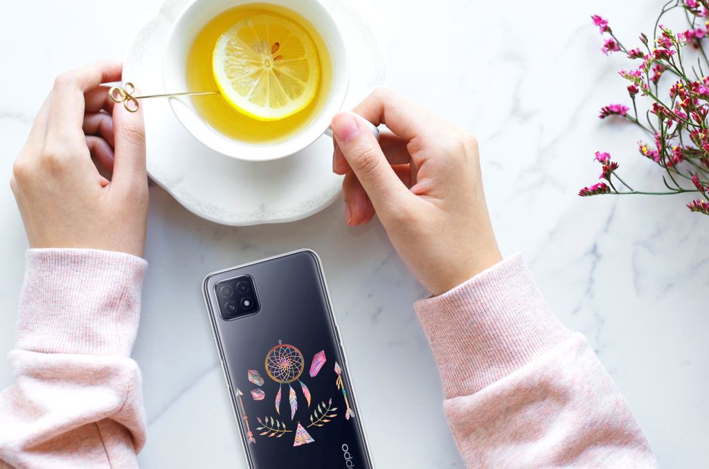 OPPO A53 5G | OPPO A73 5G Telefoonhoesje met Naam Boho Dreamcatcher B2C Telecom