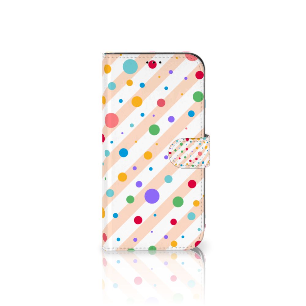 iPhone 13 Pro Max Telefoon Hoesje Dots met kleurrijke stippen en diagonale lijnen 🎨