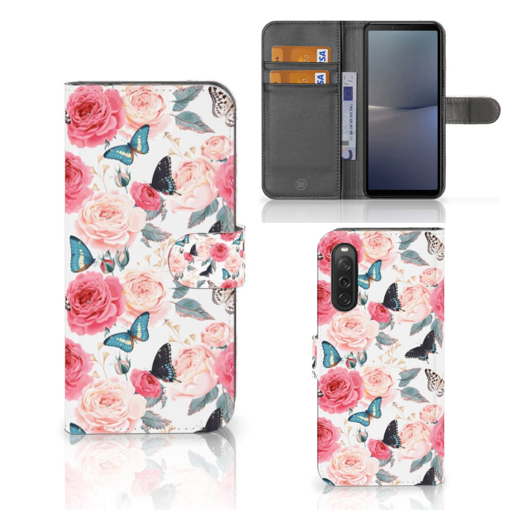 Sony Xperia 10 V Hoesje Butterfly Roses