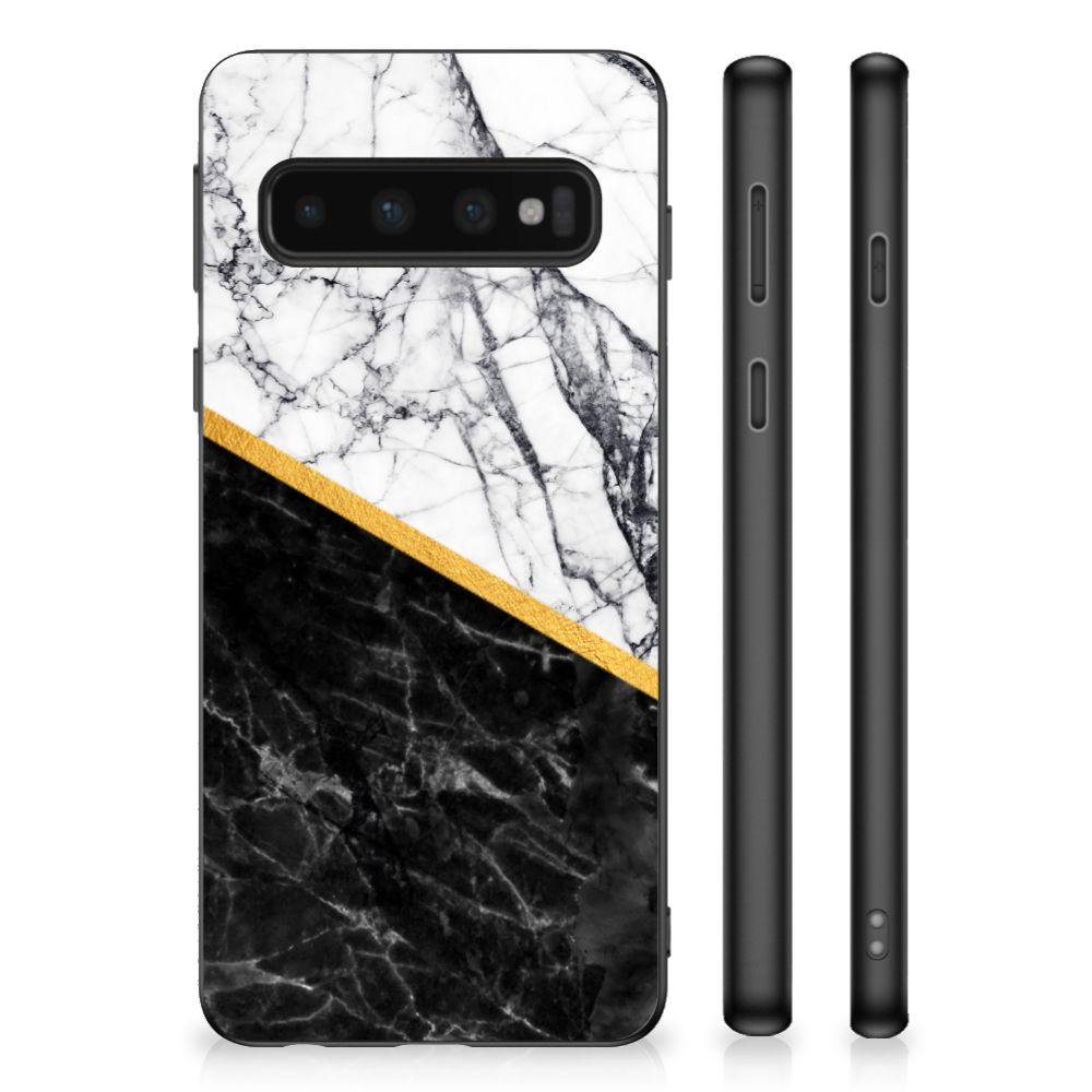 Samsung Galaxy S10 Gripcase Marmer Wit Zwart - Origineel Cadeau Man