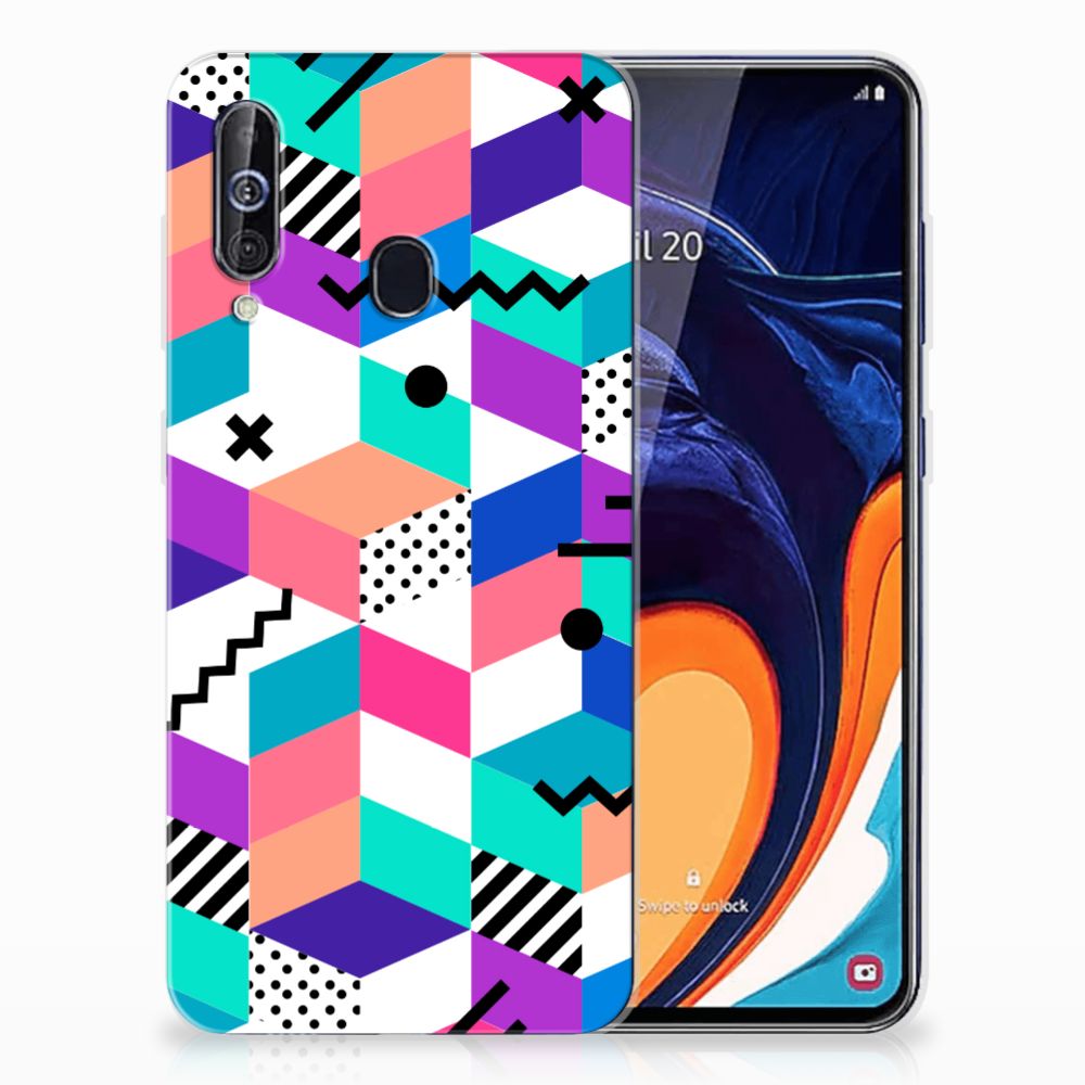 Samsung Galaxy A60 TPU Hoesje Blokken Kleurrijk