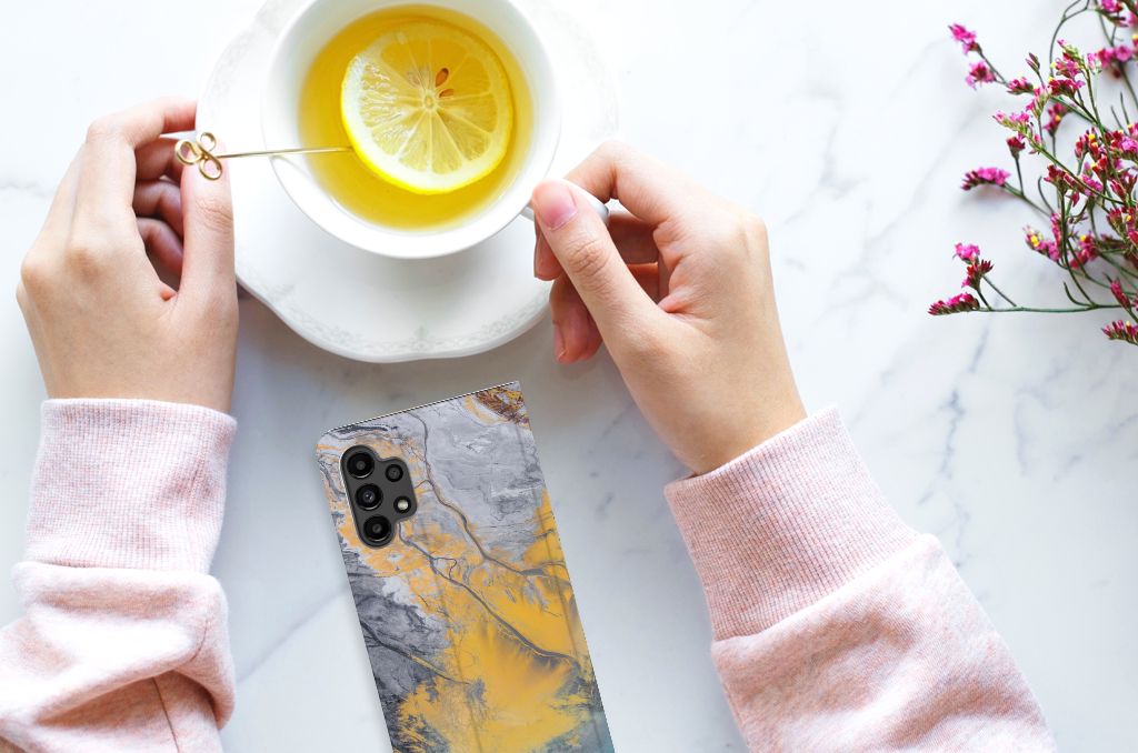 Samsung Galaxy A13 (4G) Standcase Marble Blue Gold - B2C Telecom