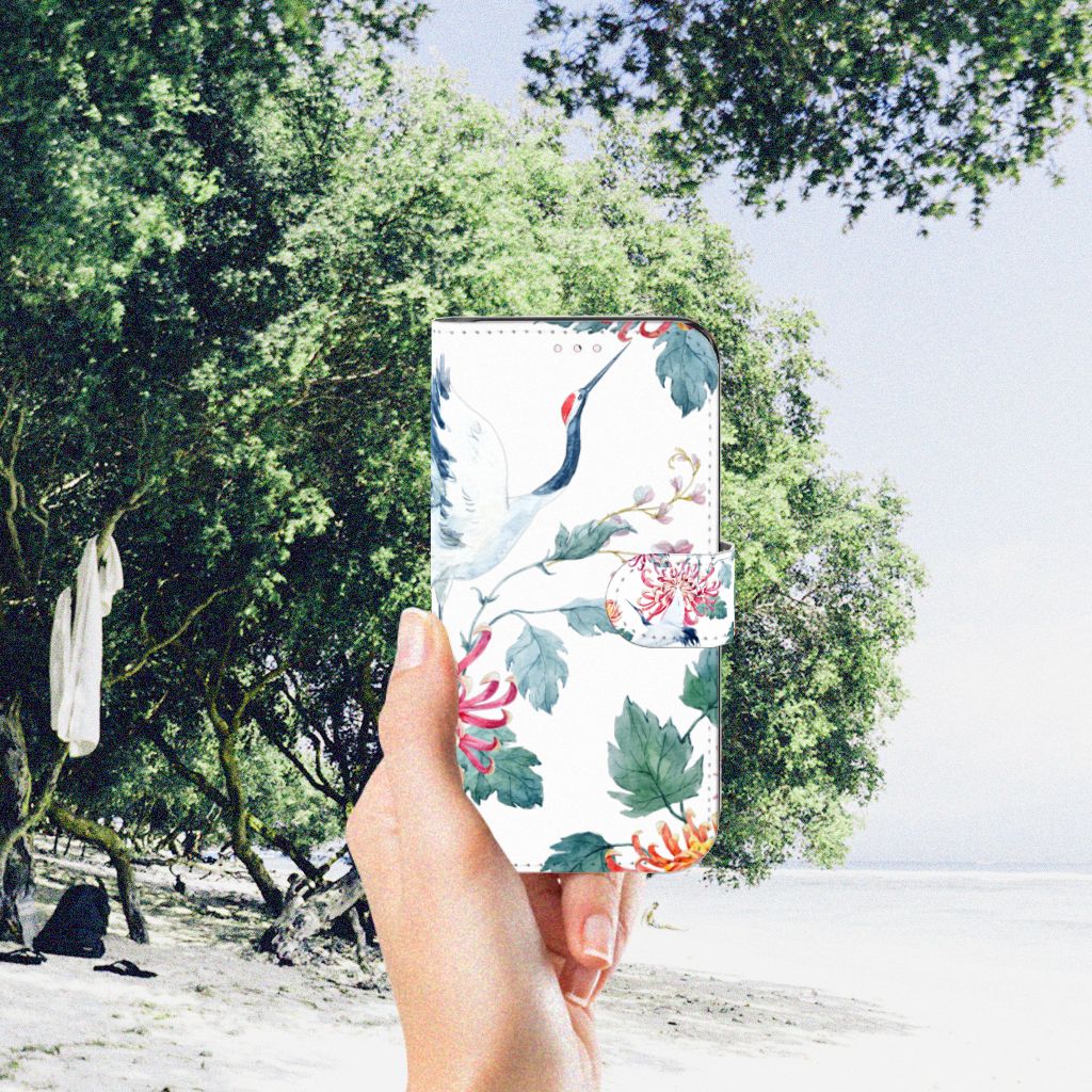 Samsung Galaxy S23 Telefoonhoesje met Pasjes Bird Flowers