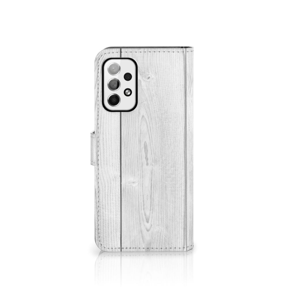 Samsung Galaxy A73 5G Book Style Case White Wood