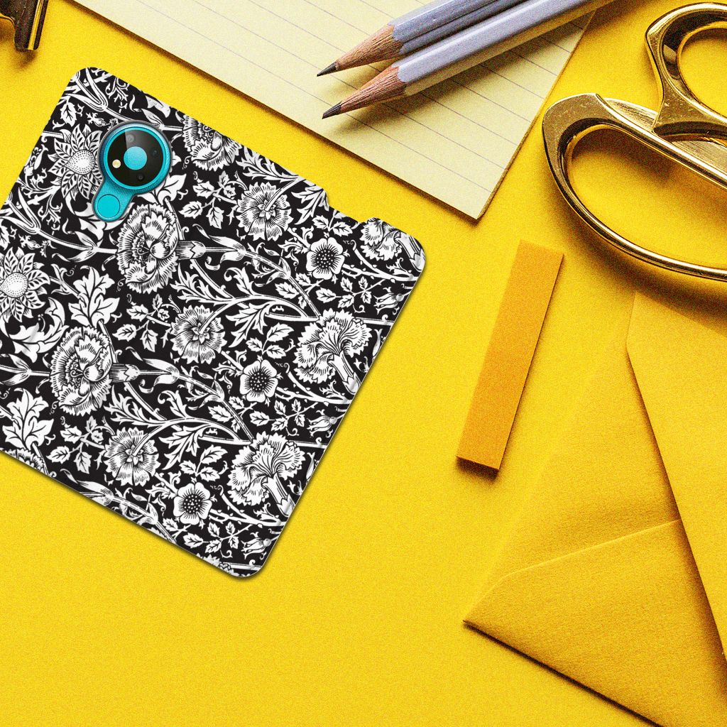 Nokia 3.4 Smart Cover Black Flowers - B2C Telecom
