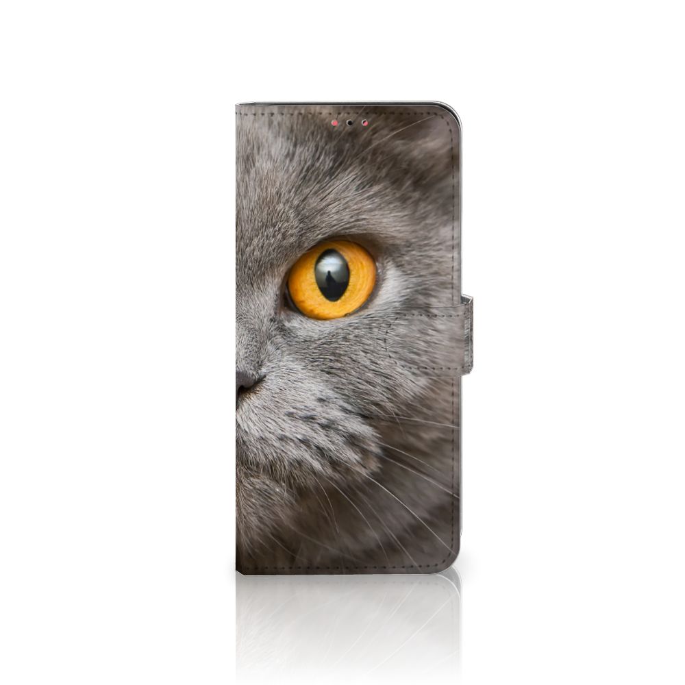 Telefoonhoesje met Pasjes Samsung Galaxy A13 (4G) Britse Korthaar met opvallende kat oog
