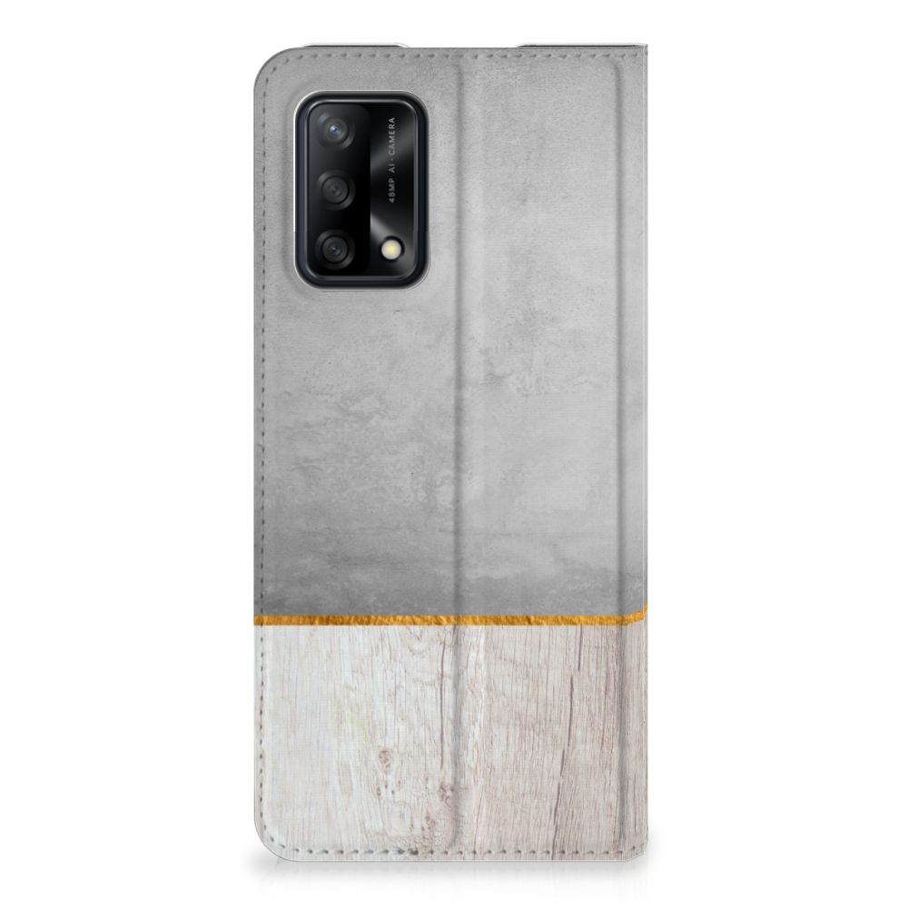 OPPO A74 4G Book Wallet Case Wood Concrete - B2C Telecom