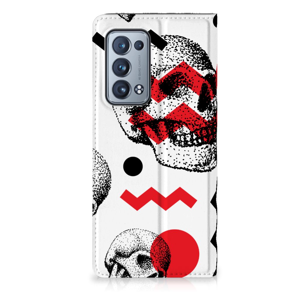 Mobiel BookCase OPPO Reno 6 Pro Plus 5G Skull Red - B2C Telecom