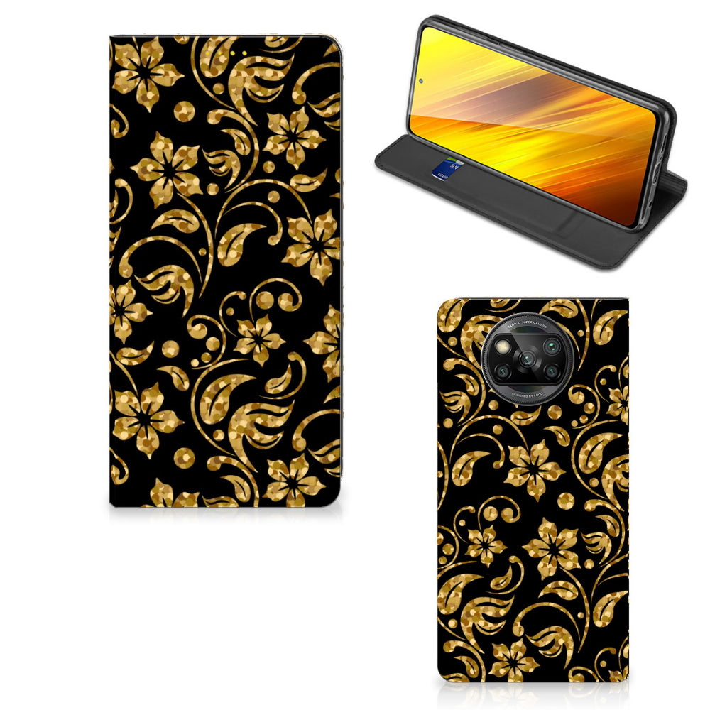 Xiaomi Poco X3 Pro | Poco X3 Smart Cover Gouden Bloemen