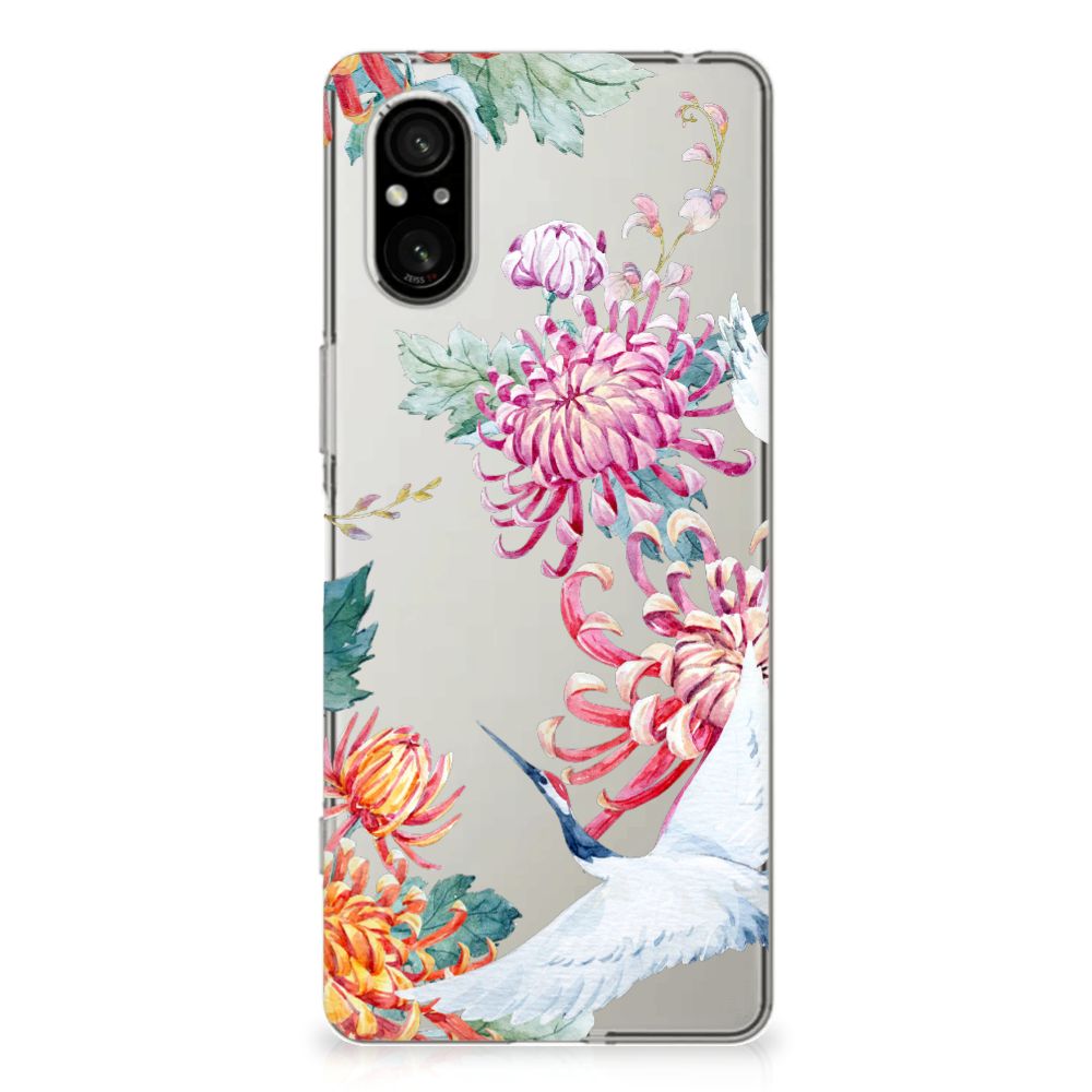 Sony Xperia 5 V TPU Hoesje Bird Flowers