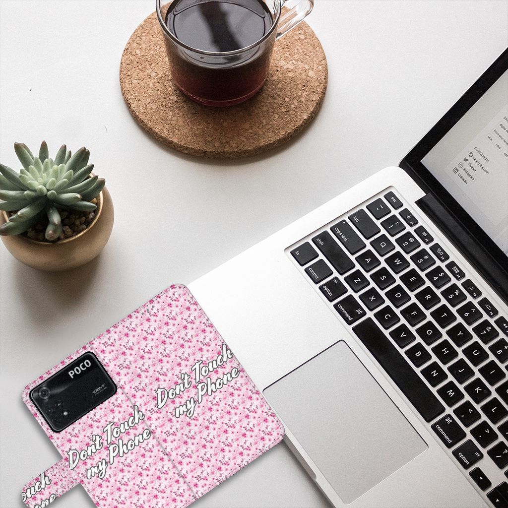 Xiaomi Poco X4 Pro 5G Portemonnee Hoesje Flowers Pink DTMP