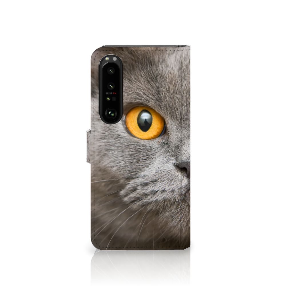 Telefoonhoesje met Pasjes Sony Xperia 1 IV Britse Korthaar met afbeelding van Britse korthaar kat.