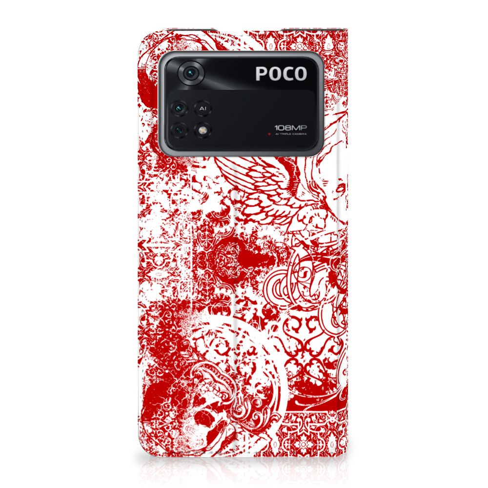 Mobiel BookCase Poco X4 Pro 5G Angel Skull Rood - B2C Telecom