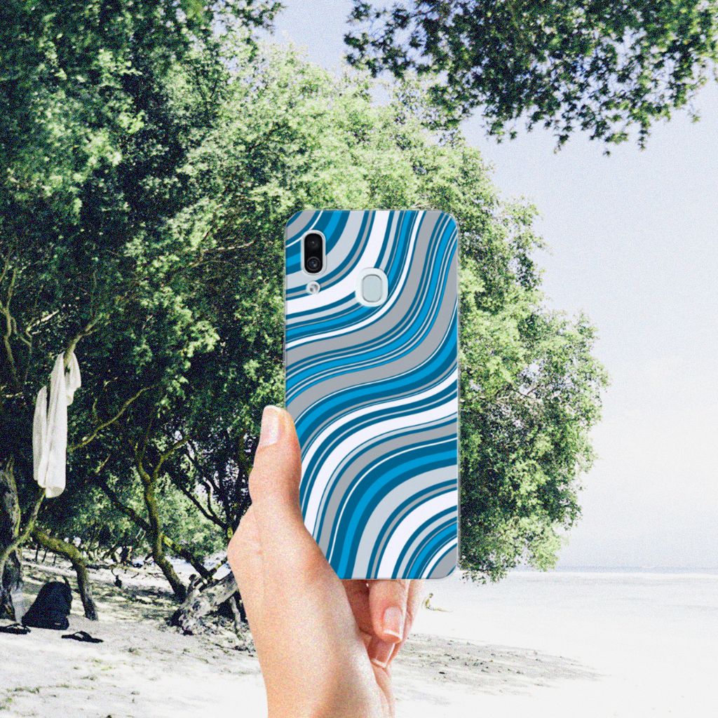 Samsung Galaxy A30 TPU bumper Waves Blue