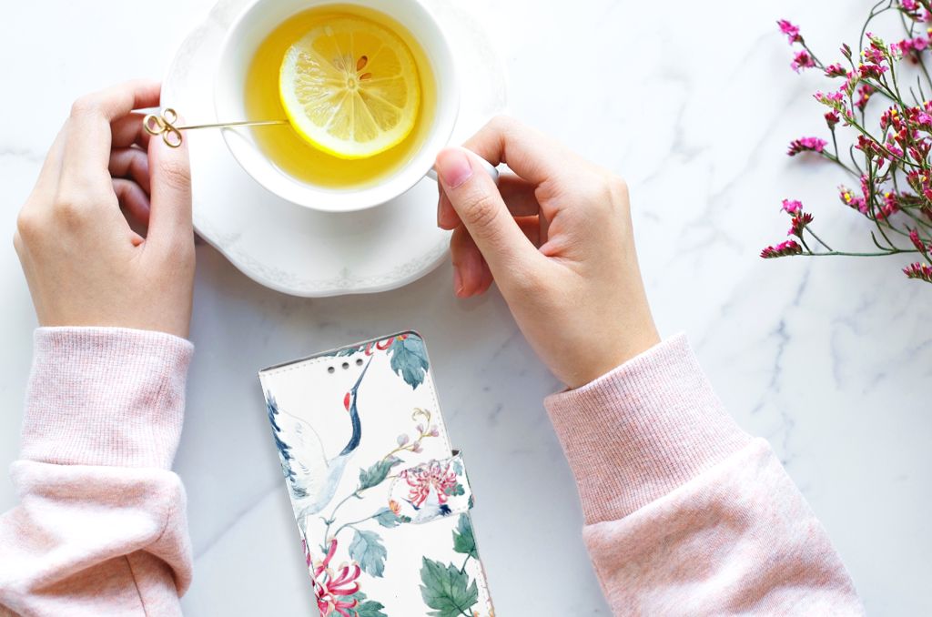 Sony Xperia XZ1 Telefoonhoesje met Pasjes Bird Flowers