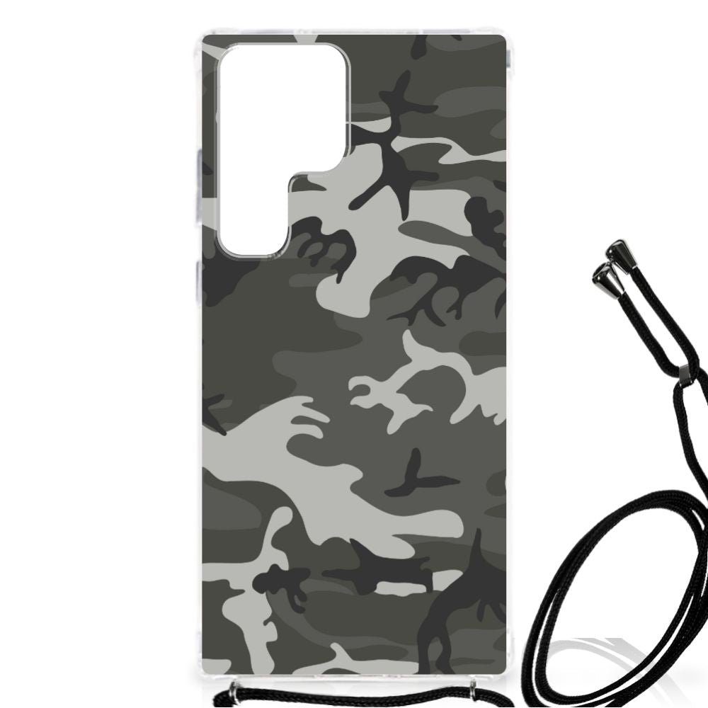 Samsung Galaxy S23 Ultra Doorzichtige Silicone Hoesje Army Light