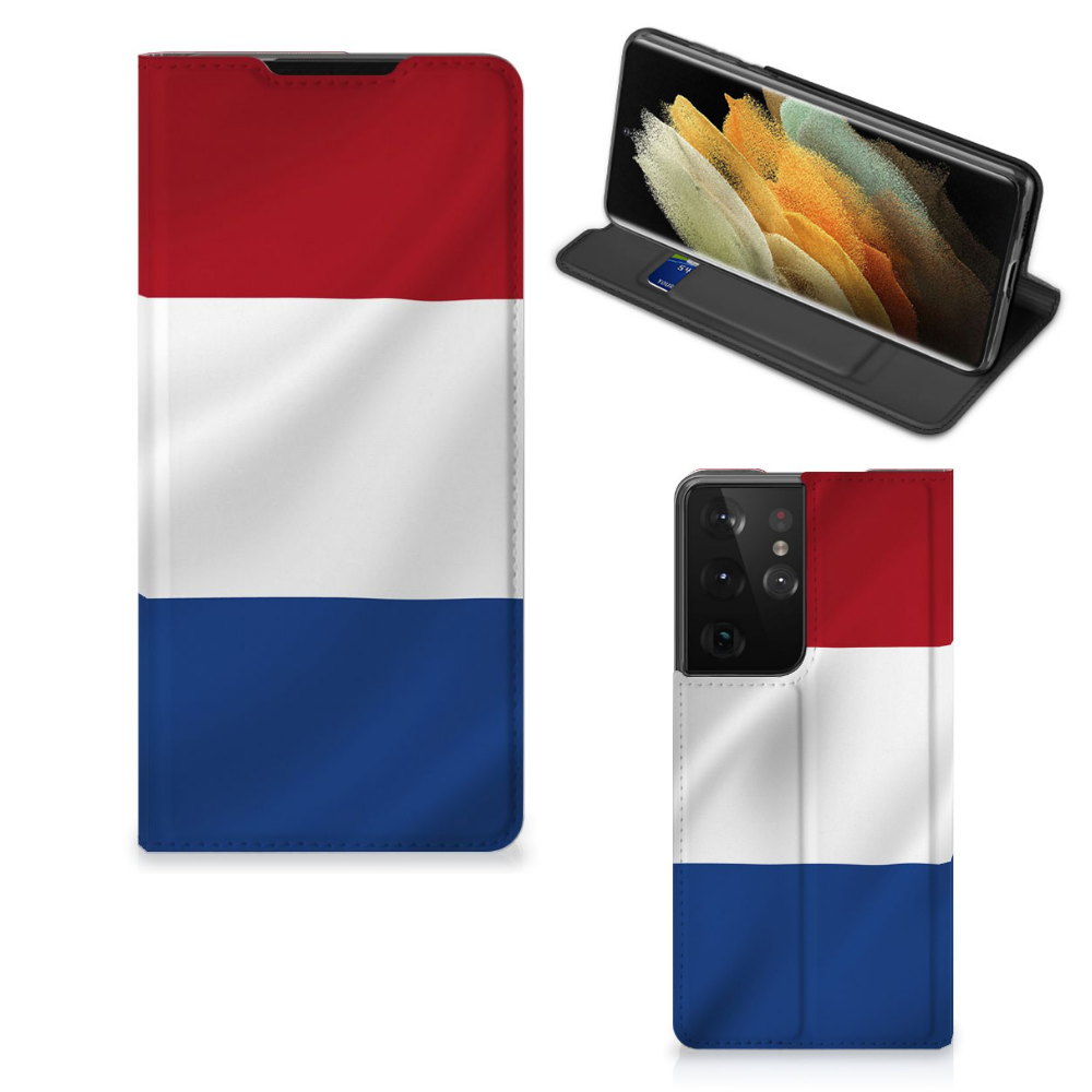 Samsung Galaxy S21 Ultra Standcase Nederlandse Vlag - B2C Telecom