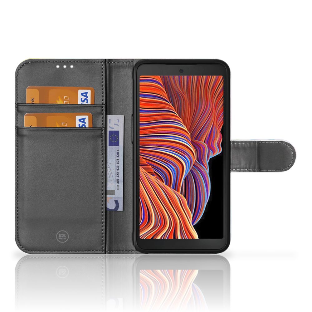 Hoesje Samsung Galaxy Xcover 5 Watercolor Light met pasjeshouder en kleurrijk ontwerp.