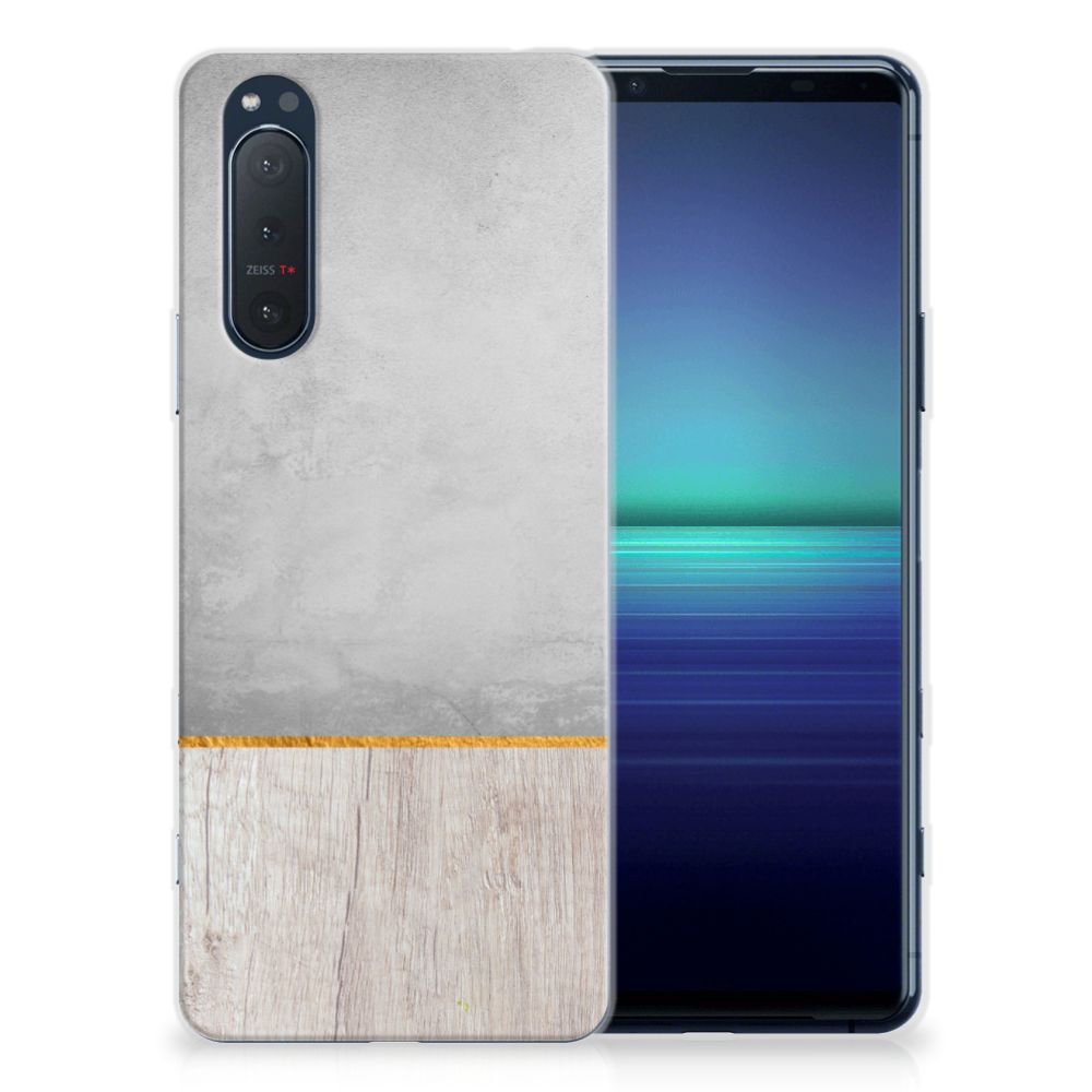 Sony Xperia 5II Bumper Hoesje Wood Concrete