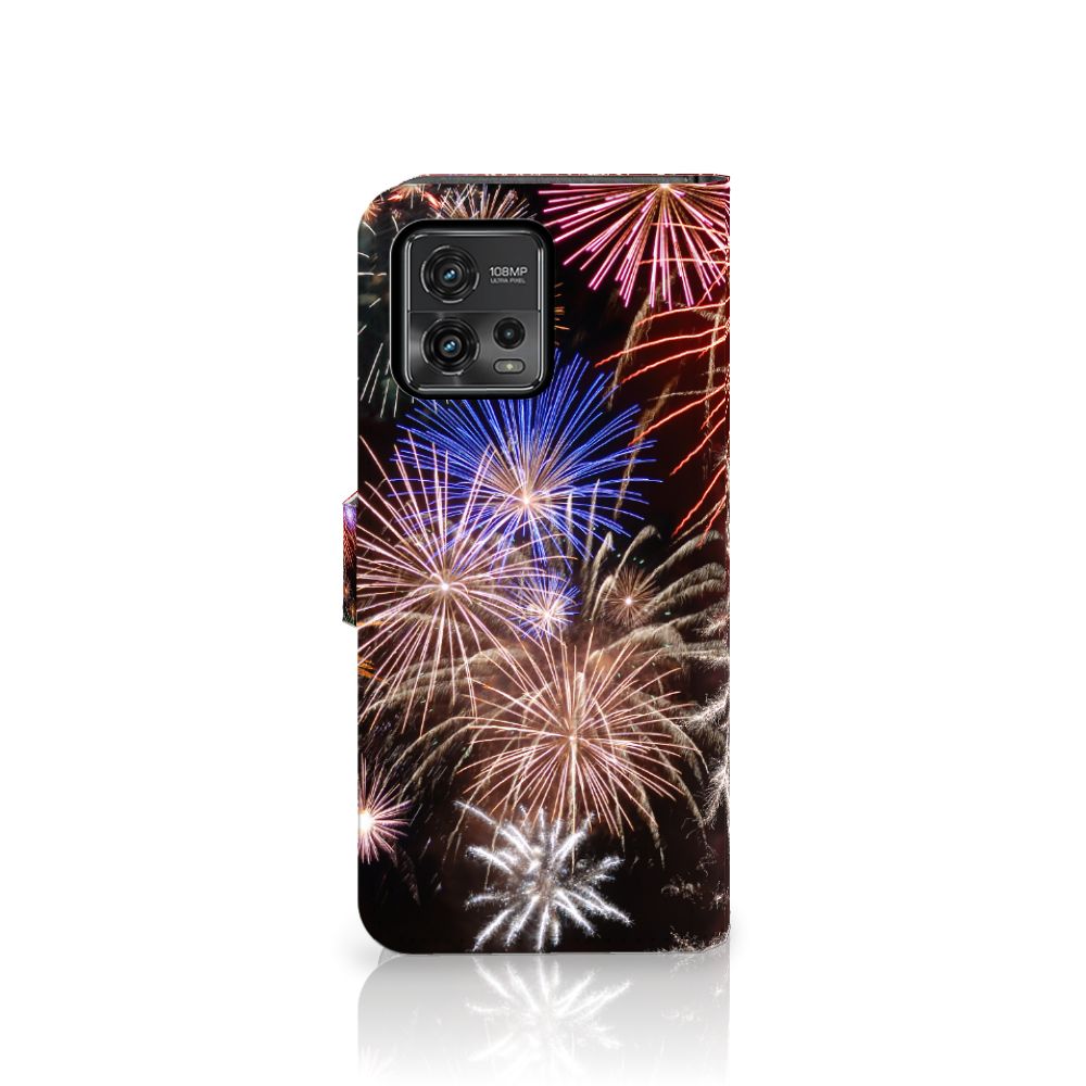 Motorola Moto G72 Wallet Case met Pasjes Vuurwerk