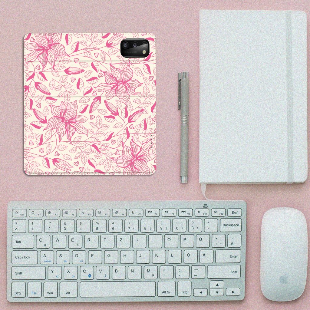 Samsung Galaxy A41 Smart Cover Pink Flowers - B2C Telecom