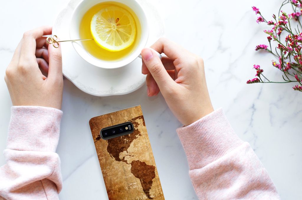 Samsung Galaxy S10 Book Cover Wereldkaart