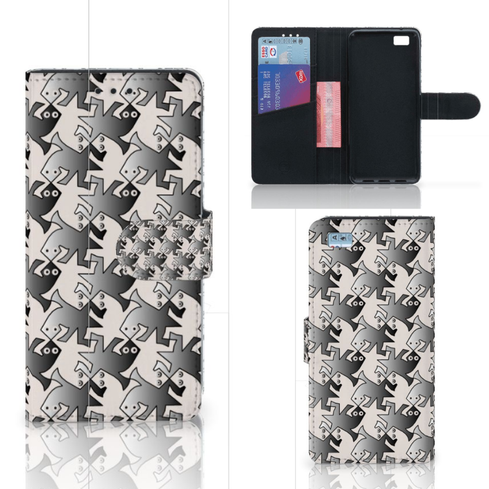 Huawei Ascend P8 Lite Telefoonhoesje met Pasjes Salamander Grey