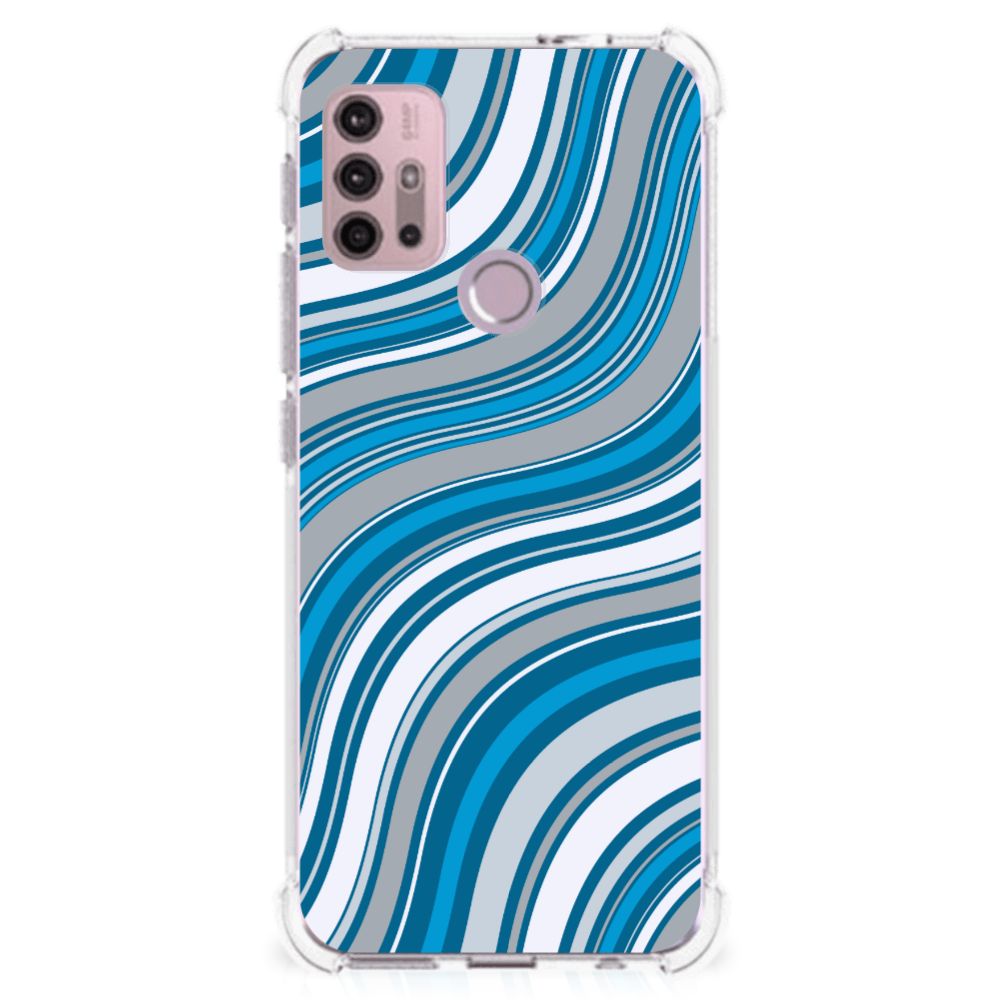 Motorola Moto G30 | G20 | G10 Doorzichtige Silicone Hoesje Waves Blue