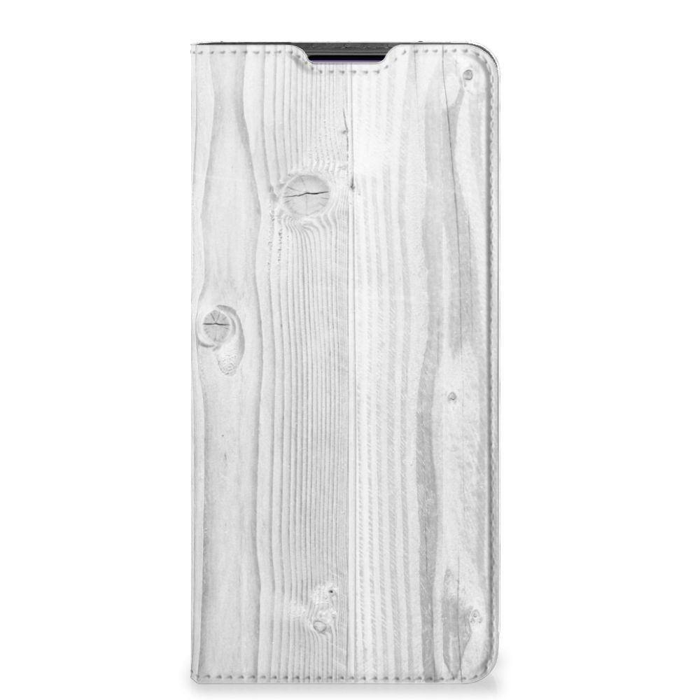 Motorola Edge 30 Pro Book Wallet Case White Wood