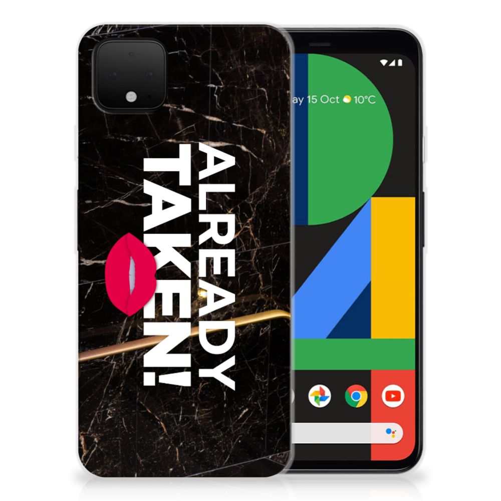 Google Pixel 4 XL Siliconen hoesje met naam Already Taken Black