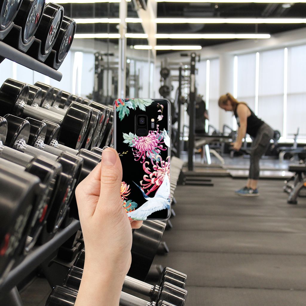 Samsung Galaxy S9 TPU Hoesje Bird Flowers