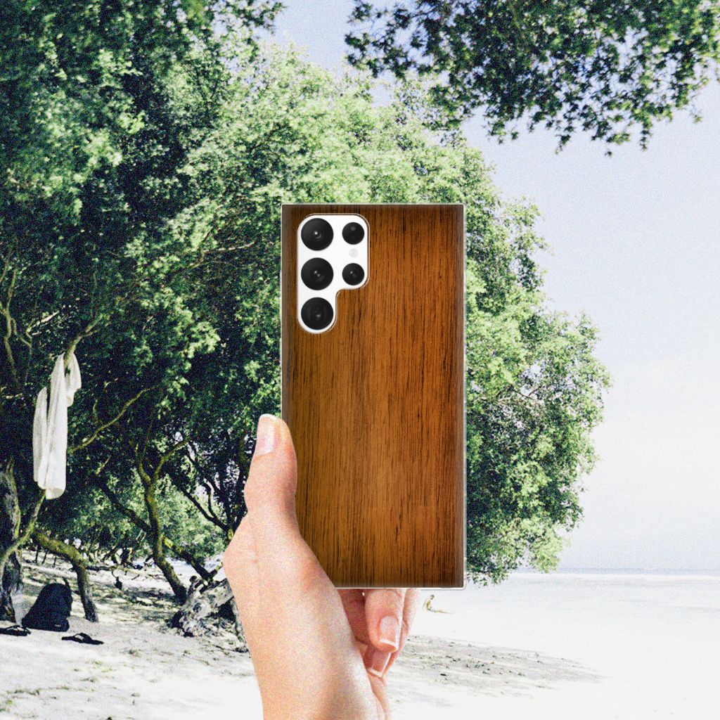 Samsung Galaxy S22 Ultra Bumper Hoesje Donker Hout B2C Telecom