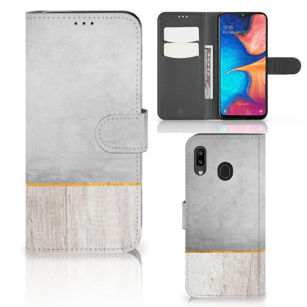 Samsung Galaxy A30 Book Style Case Wood Concrete