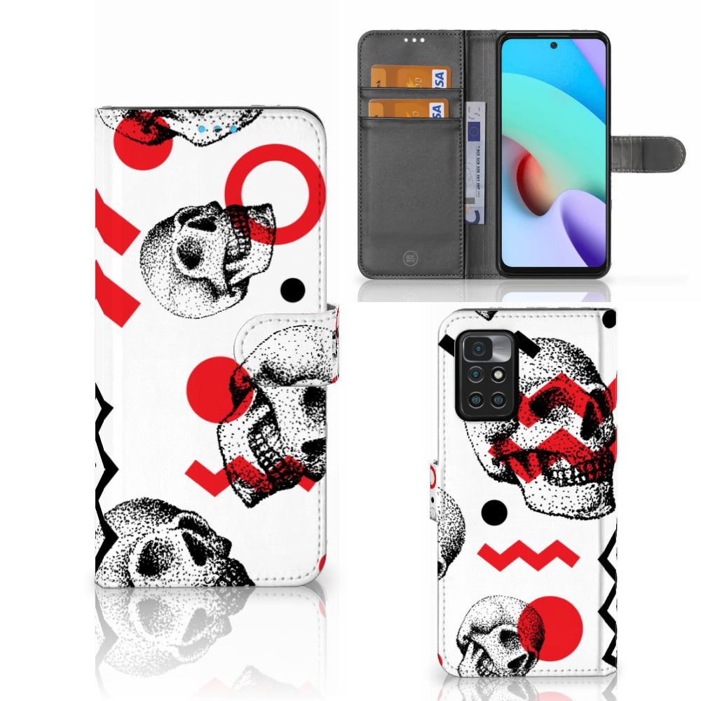 Telefoonhoesje met Naam Xiaomi Redmi 10 Skull Red