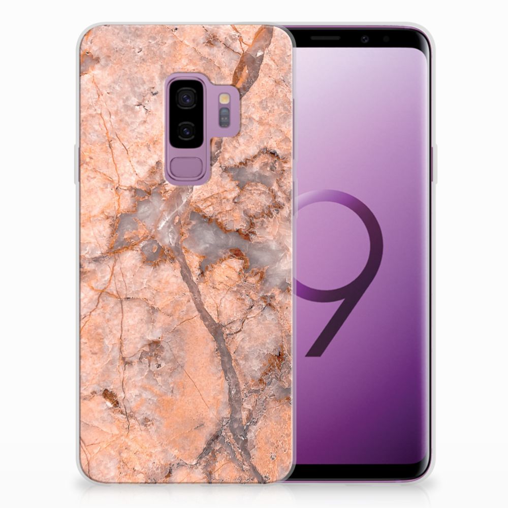 Samsung Galaxy S9 Plus TPU Siliconen Hoesje Marmer Oranje