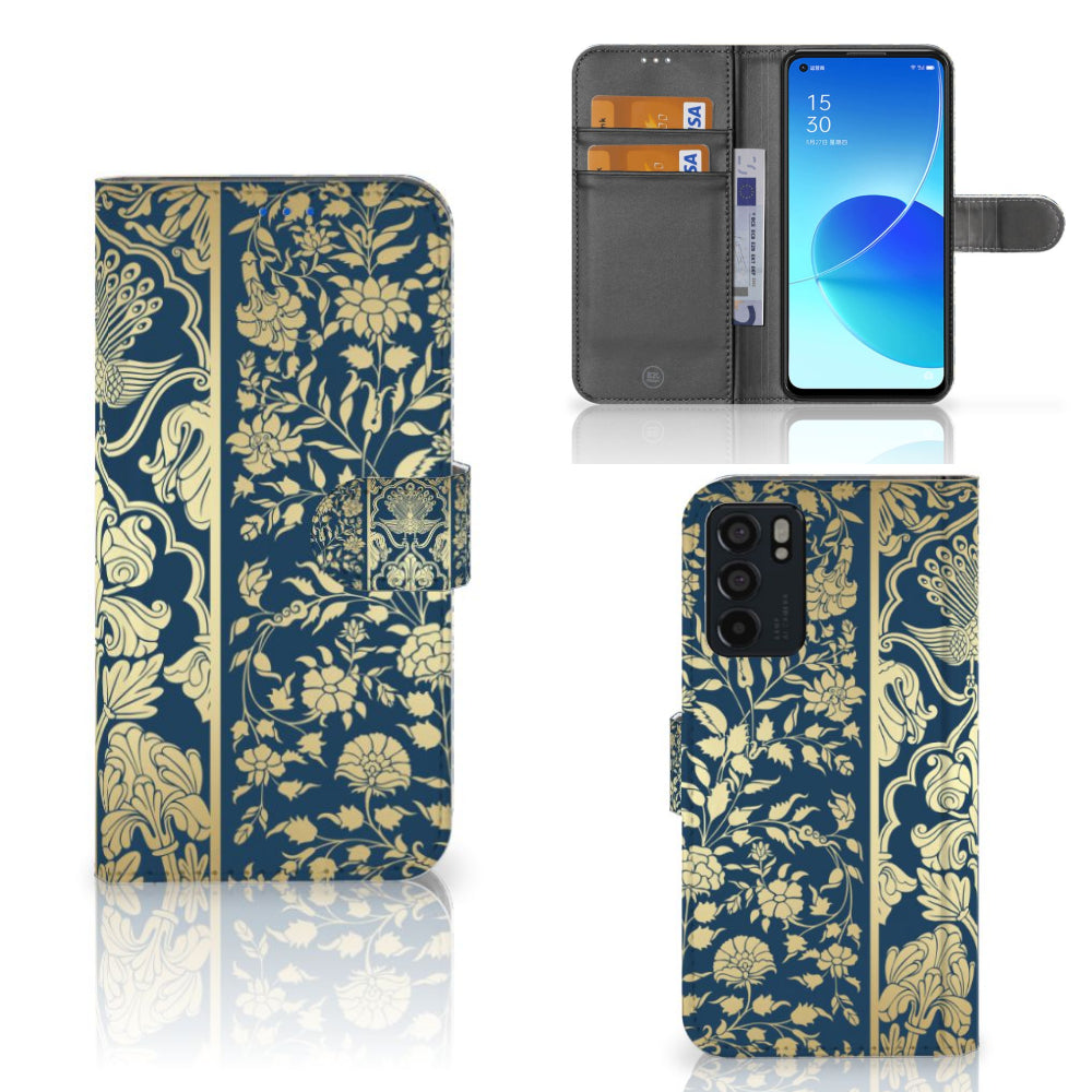 OPPO Reno6 5G Hoesje Beige Flowers