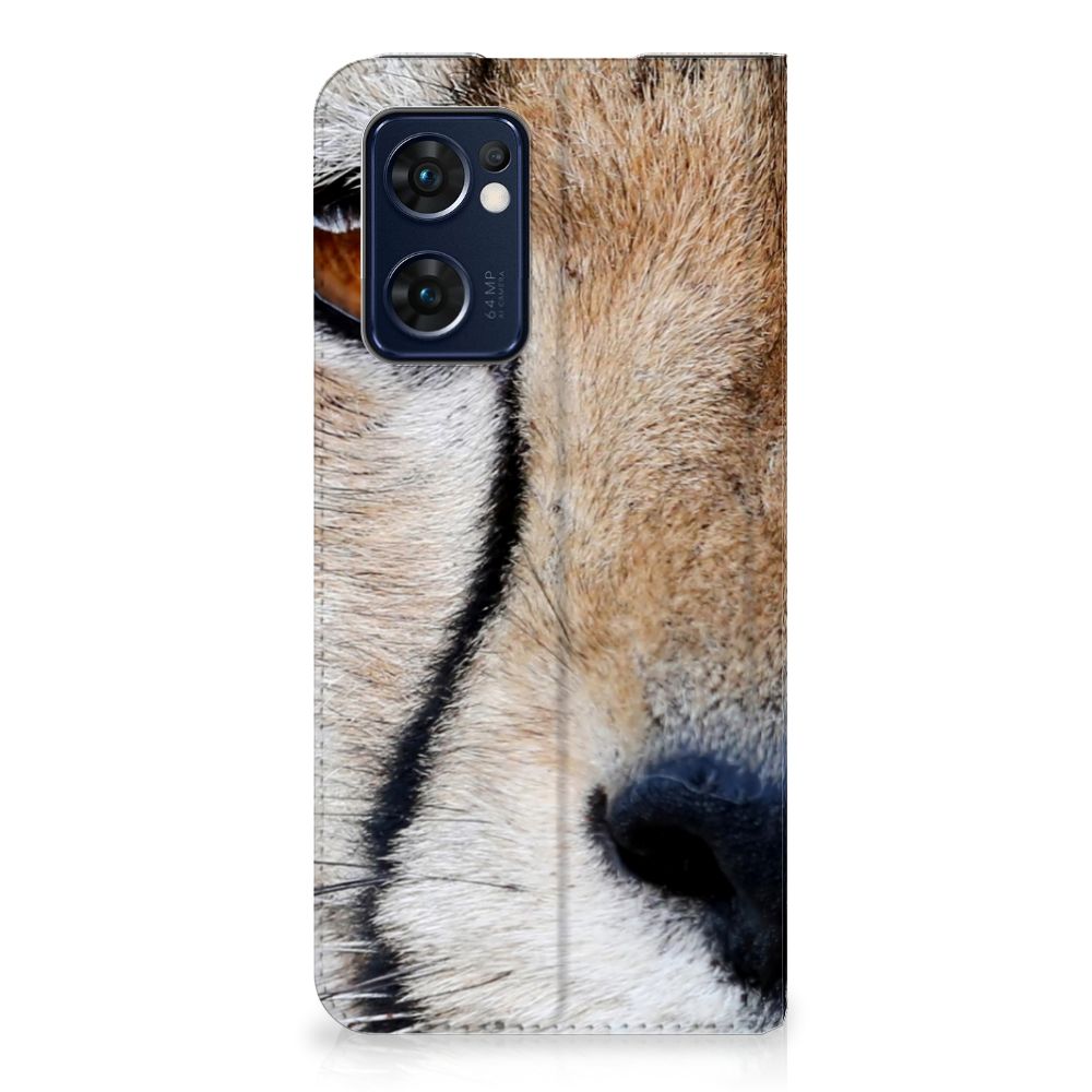 OPPO Find X5 Lite | Reno7 5G Hoesje maken Cheetah design met close-up van jachtluipaard op case