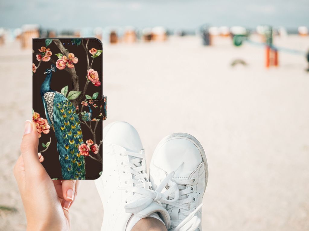 Xiaomi Poco X4 Pro 5G Telefoonhoesje met Pasjes Pauw met Bloemen