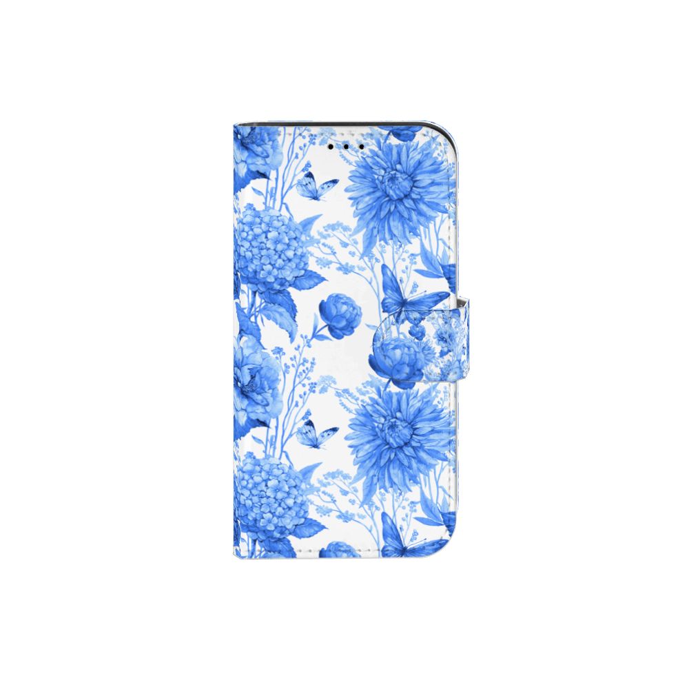 Hoesje voor iPhone 13 Pro Flowers Blue met prachtig bloemenpatroon in Delftsblauw.