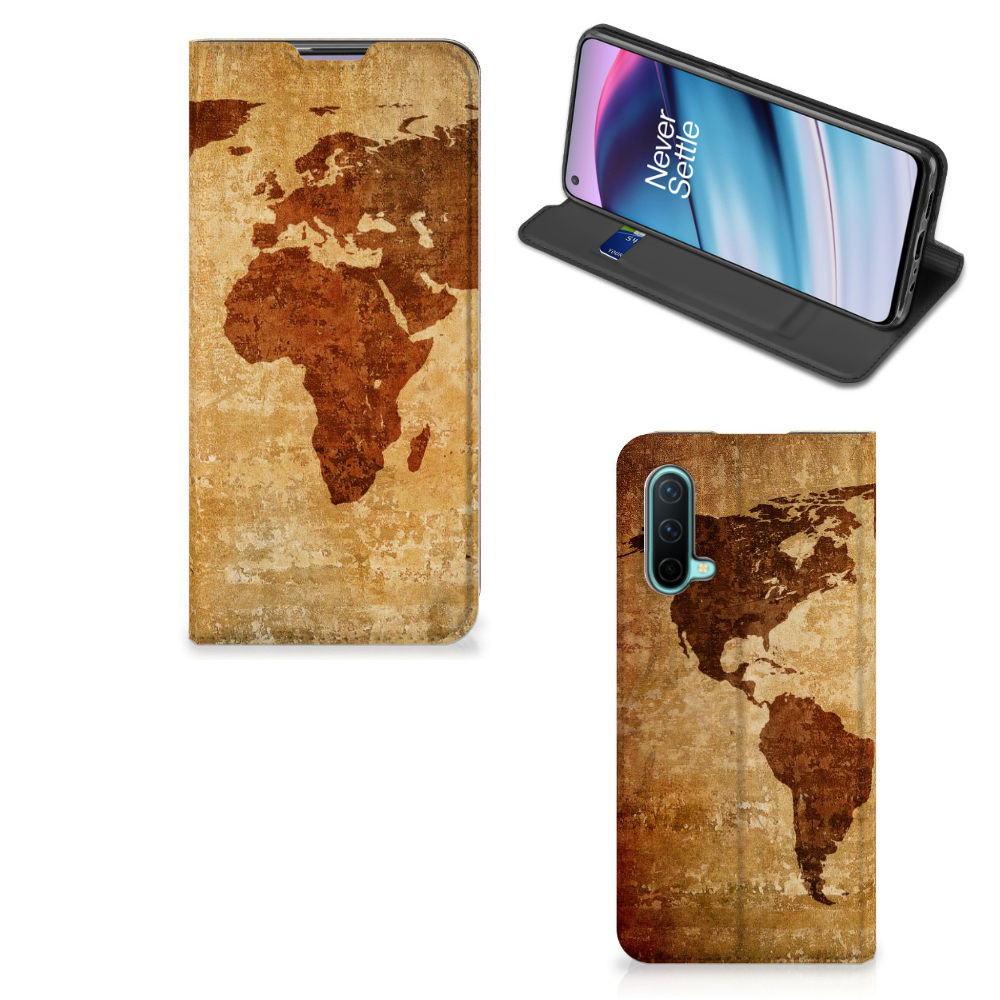 OnePlus Nord CE 5G Book Cover Wereldkaart - B2C Telecom