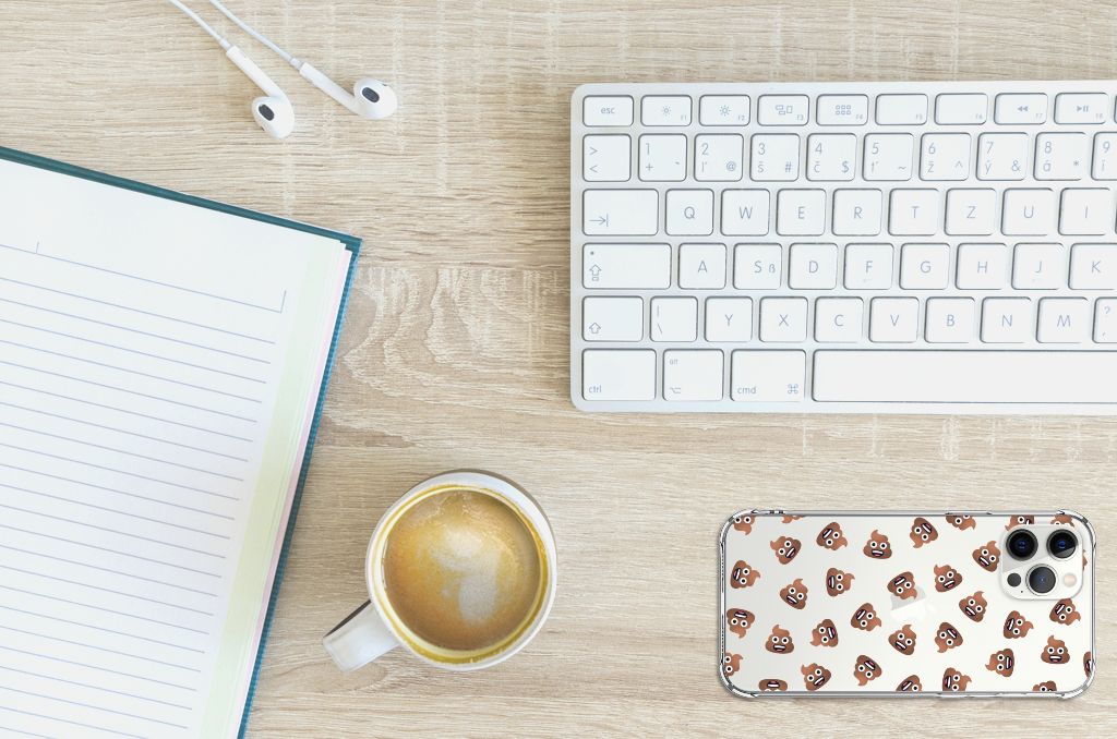 Doorzichtige Silicone Hoesje voor iPhone 12 Pro Max Poep Emojis B2C Telecom