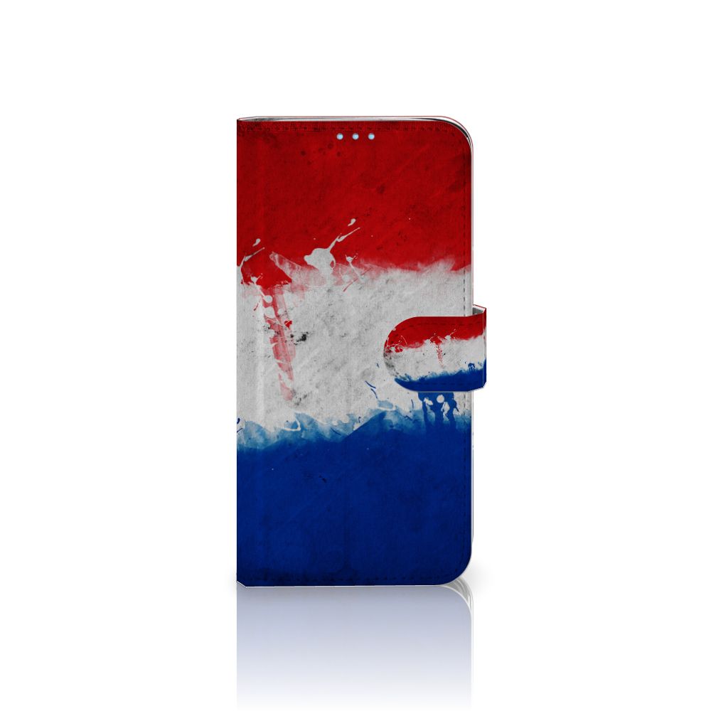 Huawei P40 Lite Bookstyle Case Nederland met artistiek ontwerp van de Nederlandse vlag.