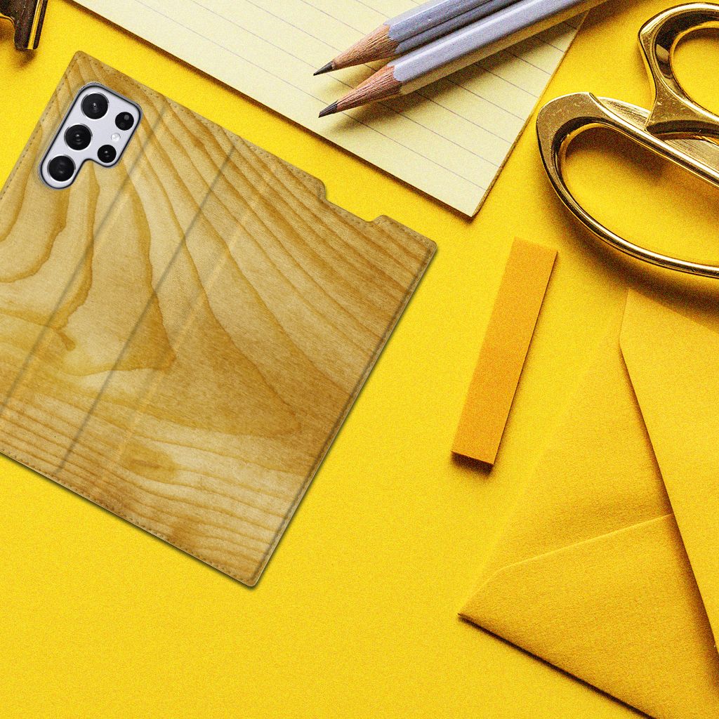 Samsung Galaxy S22 Ultra Book Wallet Case Licht Hout - B2C Telecom